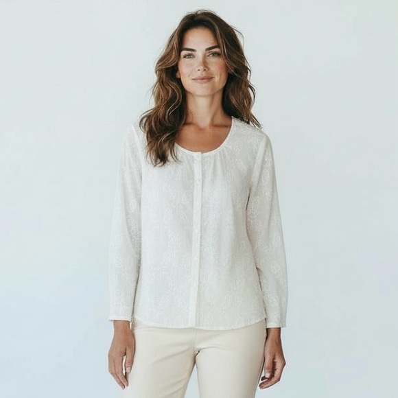 Tommy Hilfiger Tops - Tommy Hilfiger Embroidered Cream Button Down Shirt